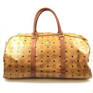 MCM Boston Bag Shoulder Strap Brown Leather